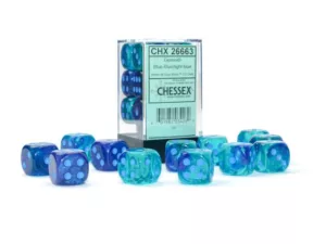 Set de 12 dés 6 (16mm) Gemini Polyhedral Luminary Bleu-bleu/bleu clair
