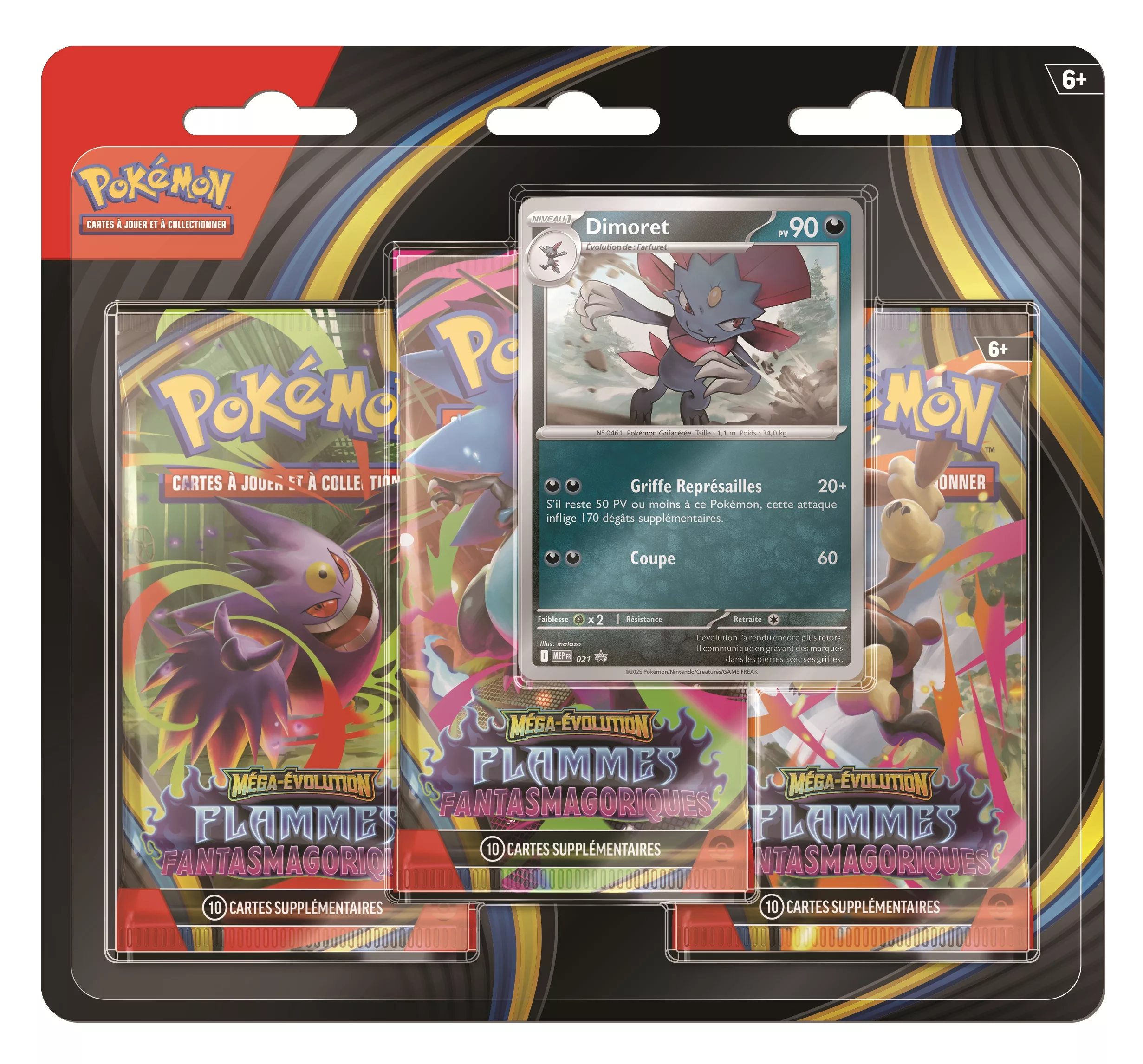Pokémon – ME02 Méga-Évolution - Flammes Fantasmagoriques – Pack Blister de 3 Boosters – Image 2
