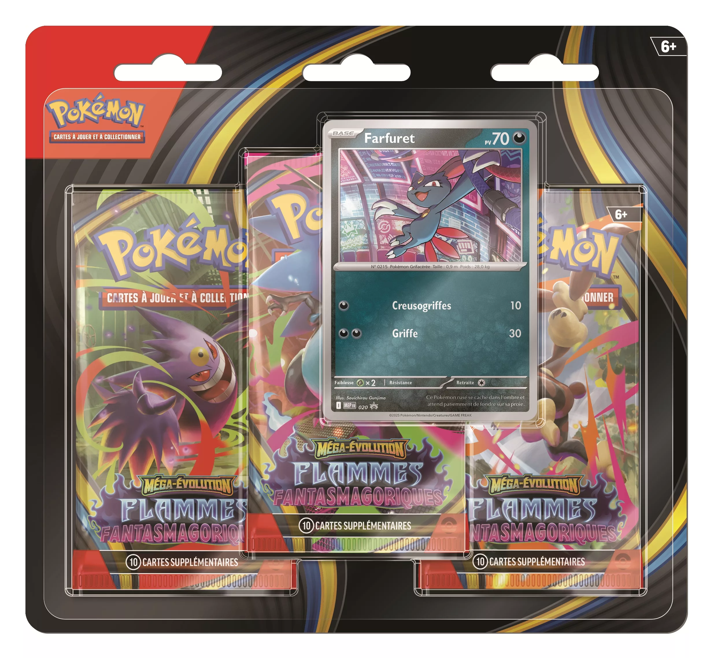 Pokémon – ME02 Méga-Évolution - Flammes Fantasmagoriques – Pack Blister de 3 Boosters – Image 3