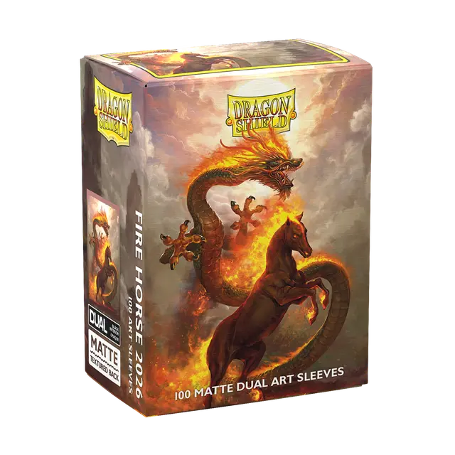 Dragon Shield – 100 Matte Dual Art Sleeves – Fire Horse 2026 – Standard Size