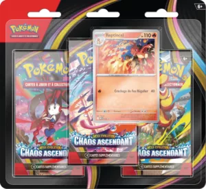 Pokémon – ME04 Méga-Évolution - Chaos Ascendant – Pack de 3 Boosters sous blister
