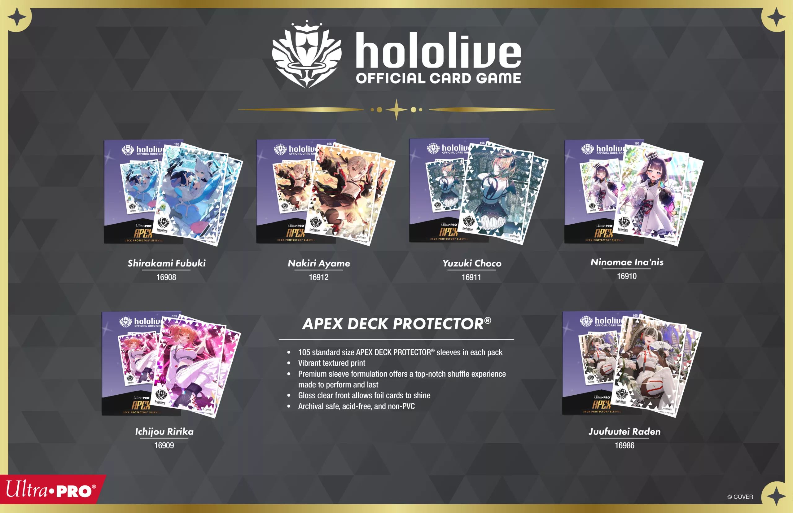 Ultra Pro – 105 Protège-Cartes APEX Standard – hololive OFFICIAL CARD GAME